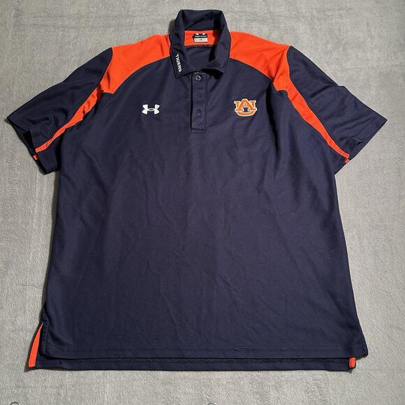 Auburn University Under Armour Polo Shirt XL Orange Embroidered Logo Mens - Picture 1 of 6